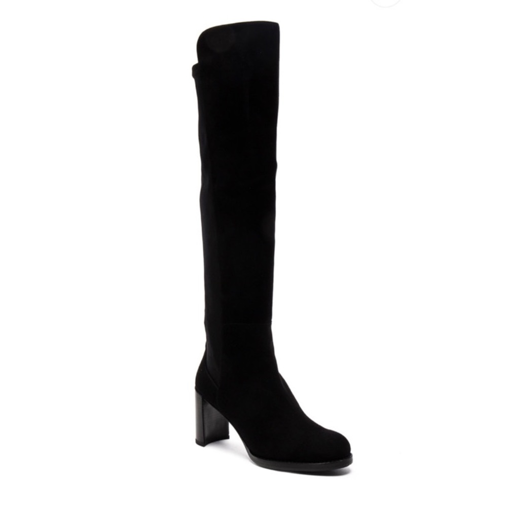 Stuart Weitzman Low Jack Black Suede Heel Boots